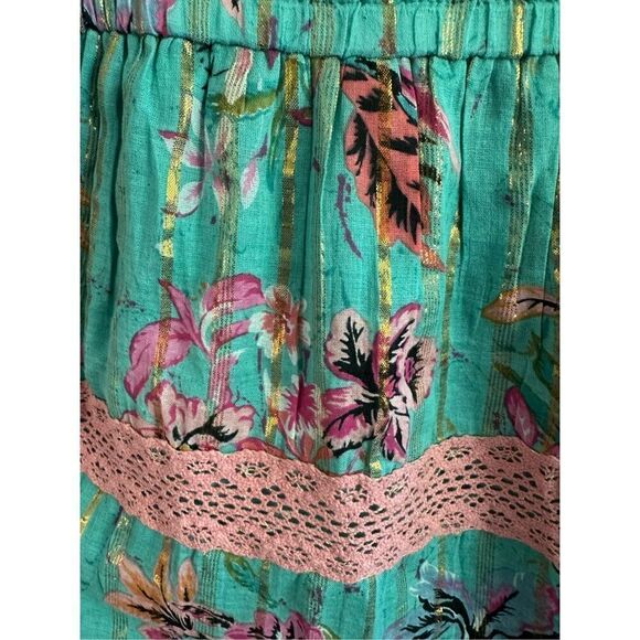 Barok Paris Floral Off The Shoulder Cotton Blend Maxi Dress In Seafoam Size M - Picture 5 of 8